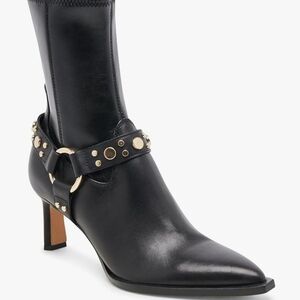 Dolce Vita Black Heeled Boots with Gold Accents